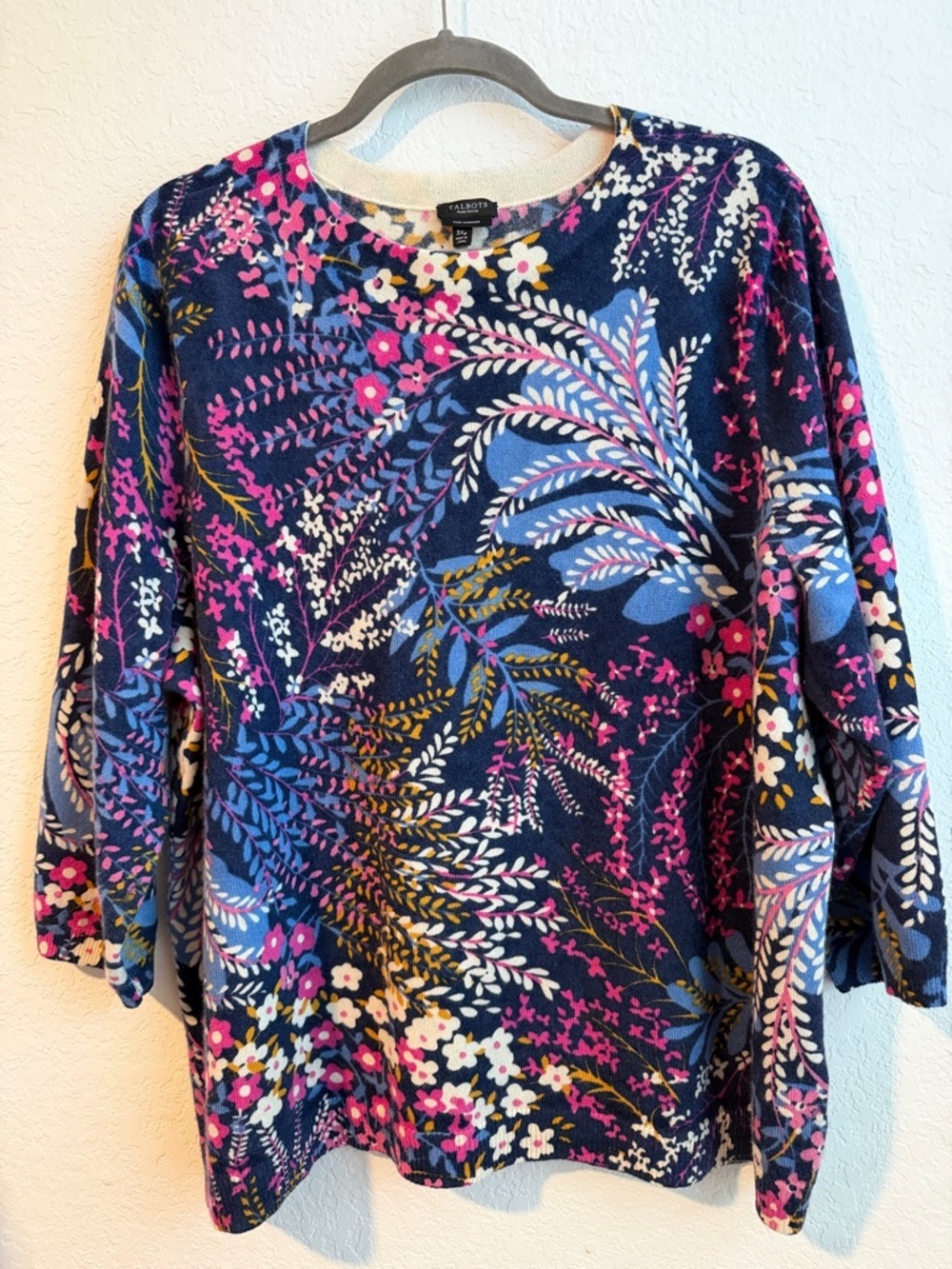 Talbots Women's Floral-Print Cashmere Top - Petite Plus